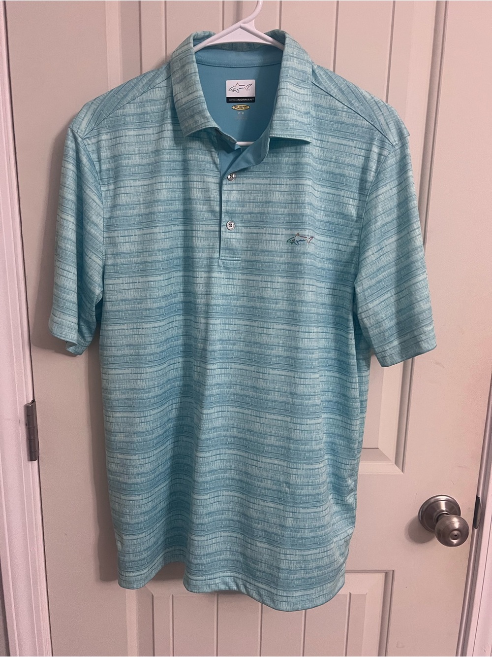 Greg Norman Collection Men’s Aqua Striped Polo
